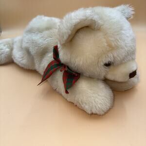 RBI Teddy Bear Plush Cream/brown Bears Red/green Bows 16”long